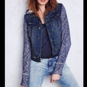 Free People 🧿 Denim Jacket with cotton sleeve